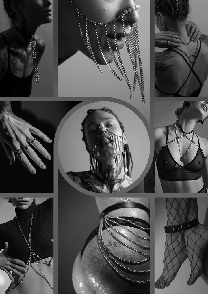 Jewelry collection in an editorial photo collage